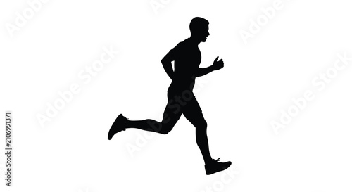 Foto Running man silhouette against a white background a stark and dynamic physical f
