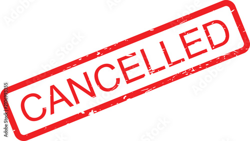 Fotografie Cancelled red grunge rubber stamp text signifying a terminated agreement or void