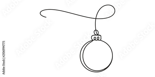 Continuous single line drawing of a christmas ornament bauble