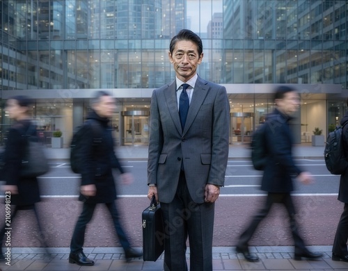 オフィス街に立つ男性
