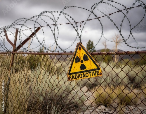 Restricted area marked with a radiation warning sign