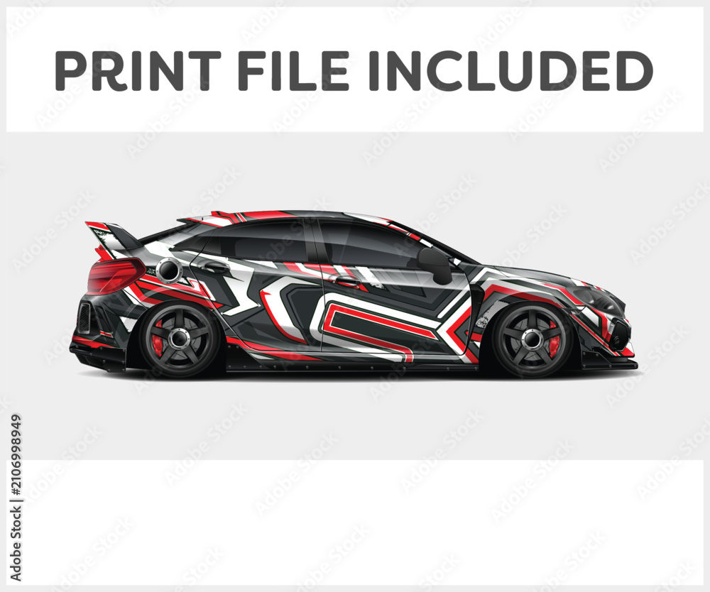 Fototapeta premium Dynamic Sports Car Wrap Design with Abstract Pattern