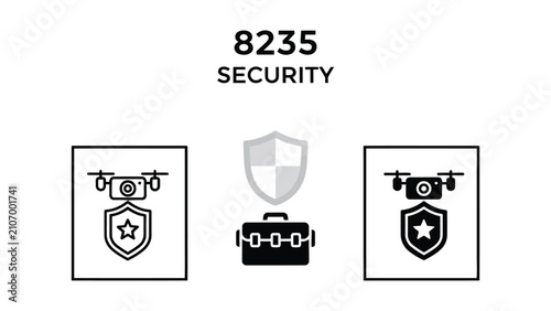 Konstfotografi Security drone and surveillance equipment in professional vector set