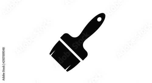 A black silhouette of a paintbrush on a white background a simple graphic representation brush painting art artist studio