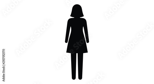 Female figure silhouette against a white background a simple black shape representing a person human woman form graphic minimal