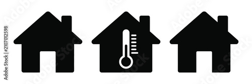 House Thermometer Icon, featuring smart home temperature control, climate monitoring system, indoor comfort, energy management, heating, cooling and thermostat symbol
