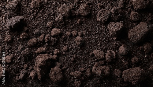 Closeup Black Soil Texture Background