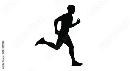 Quadro su tela Running man silhouette against a white background a dynamic depiction of athleti