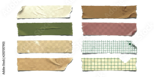 Cuadro en lienzo Set of colorful adhesive masking tape strips with torn edges for scrapbooking an