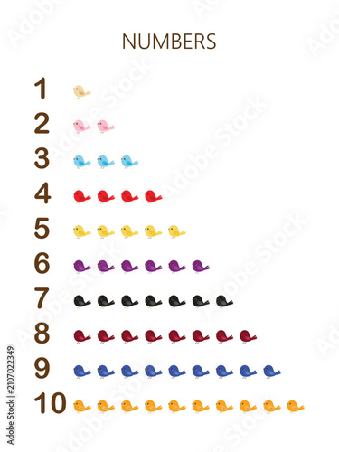 Counting numbers from 1 to 20 with birds 