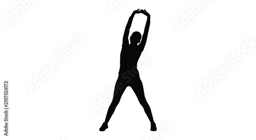 Konstfotografi Human Silhouette Stretching Sideways On White Background