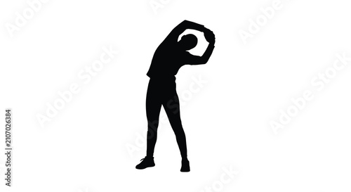 фотографія Human silhouette stretching side bend against a white background
