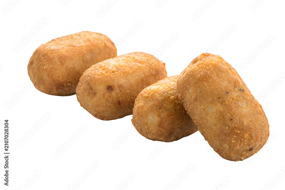 Fototapeta premium Freshly Cooked Golden Crispy Potato Wedges Isolated transparent background