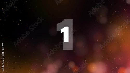 Cinematic Countdown Number 5 Animation with Glowing Bokeh Background