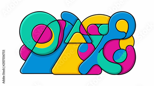 Vibrant abstract composition of colorful interlocking geometric shapes