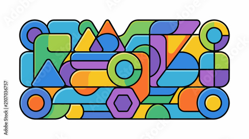 Vibrant abstract composition of colorful geometric shapes