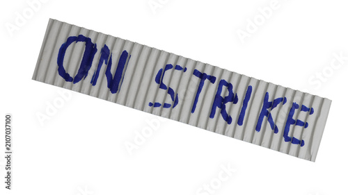 Photography banner with inclined ON STRIKE writing, with transparent PNG background