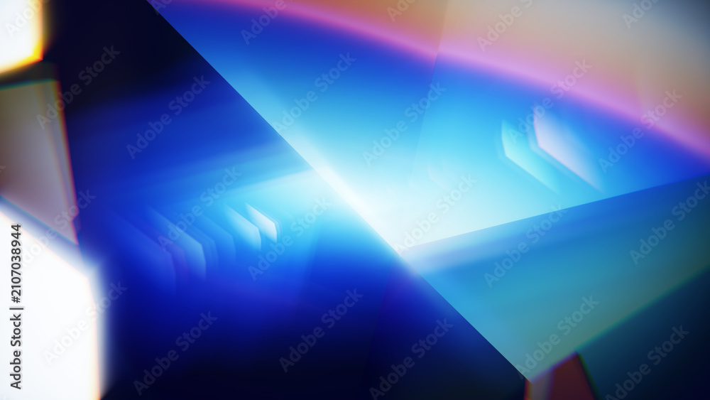 Naklejka premium Blue diagonal prism light with cinematic flare background.