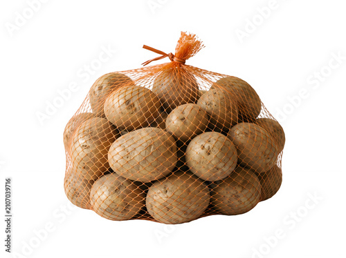 Fresh Potatoes Packed In Mesh Produce Bag transparent background
