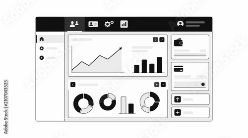 User interface displaying financial data charts and navigation elements