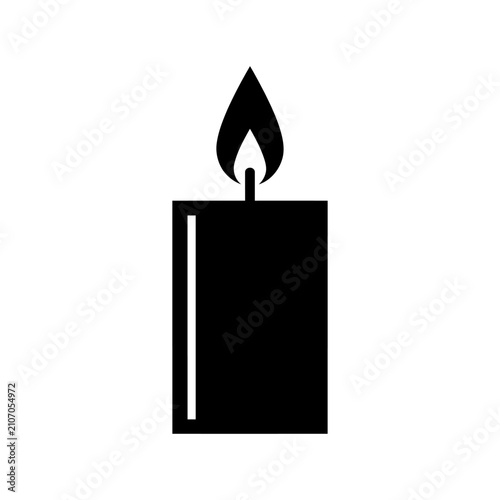 Obraz na plátne Burning candle icon with flame silhouette isolated background