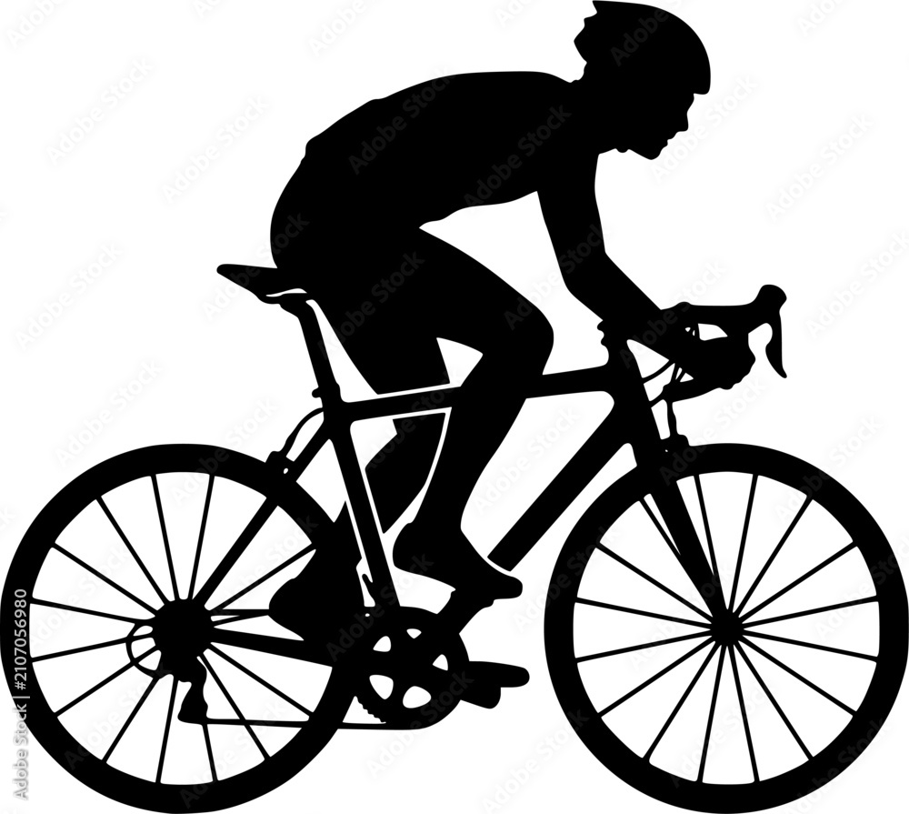 Obraz premium Bicycle & Cycling silhouette icon set, flat black glyph style, pure white background