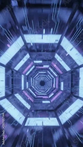 Hexagon Neon Grid Tunnel Sci-Fi Data Wormhole Loop