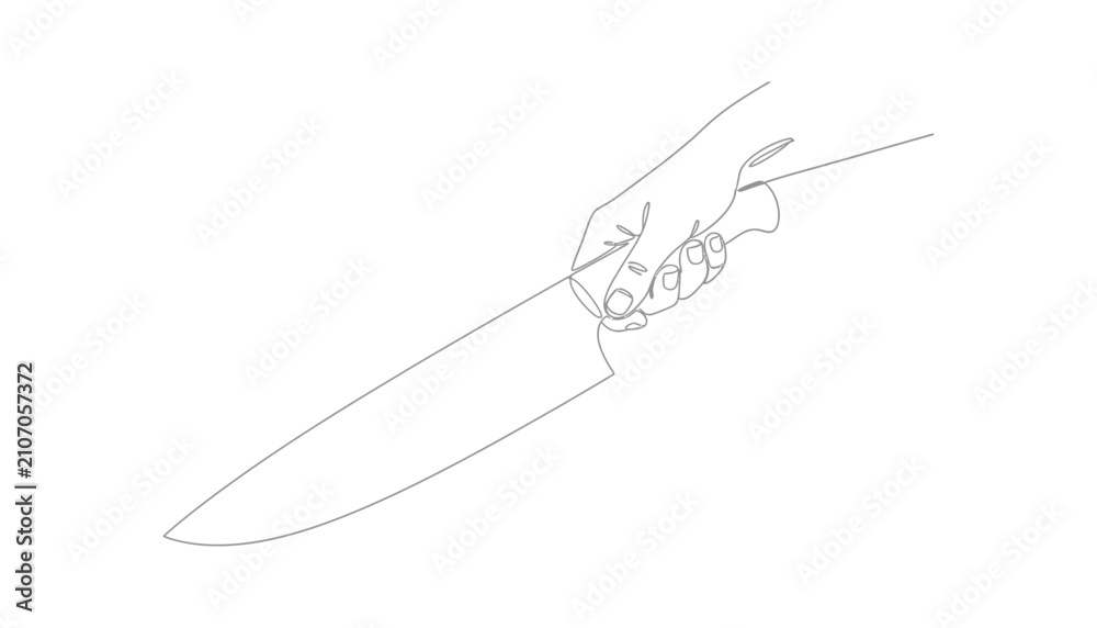 Obraz premium Hand holding a knife with fingers curled