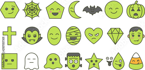Cute halloween icons set spooky festive designs for october 31st celebrations