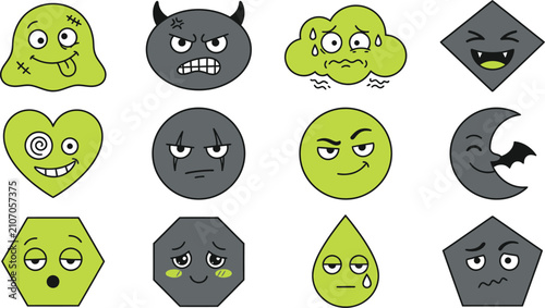 Spooky halloween character emoticons fun festive designs for parties decorations