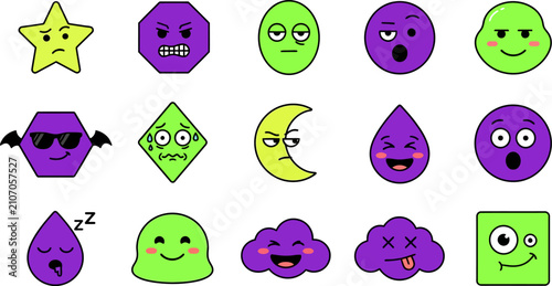 Spooky halloween emoji shapes fun festive designs for parties and digital art