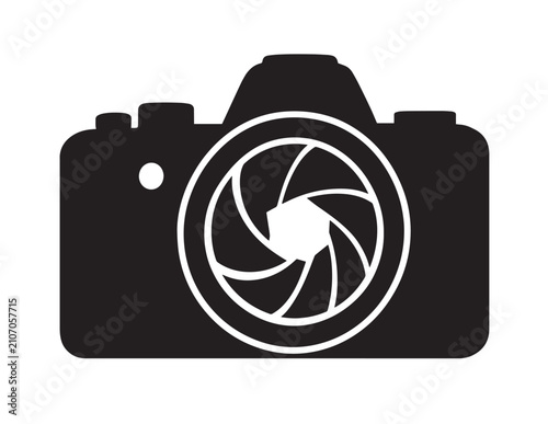 Bild auf Leinwand Black silhouette of a digital single lens reflex camera on a white background