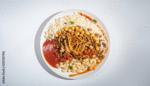 Koshary Dish Overhead View