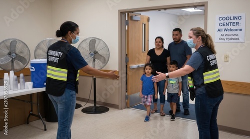 Family Receives Heatwave Safety Assistance at Cooling Center