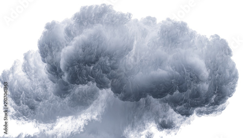 Isolated turbulent grey and blue smoke cloud with dramatic texture, stormy atmosphere element