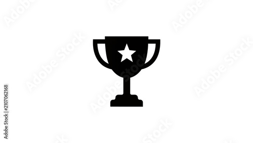 Foto Isolated black silhouette trophy icon with star symbolizing award winner success