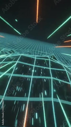 Cubes Grid Landscape & Synthwave Grid Tunnel Loop
