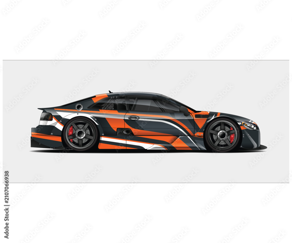 Naklejka premium Dynamic Racing Car Wrap Design