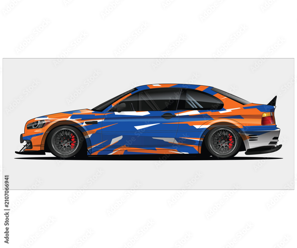 Fototapeta premium Dynamic Sports Car Wrap Design with Bold Colors
