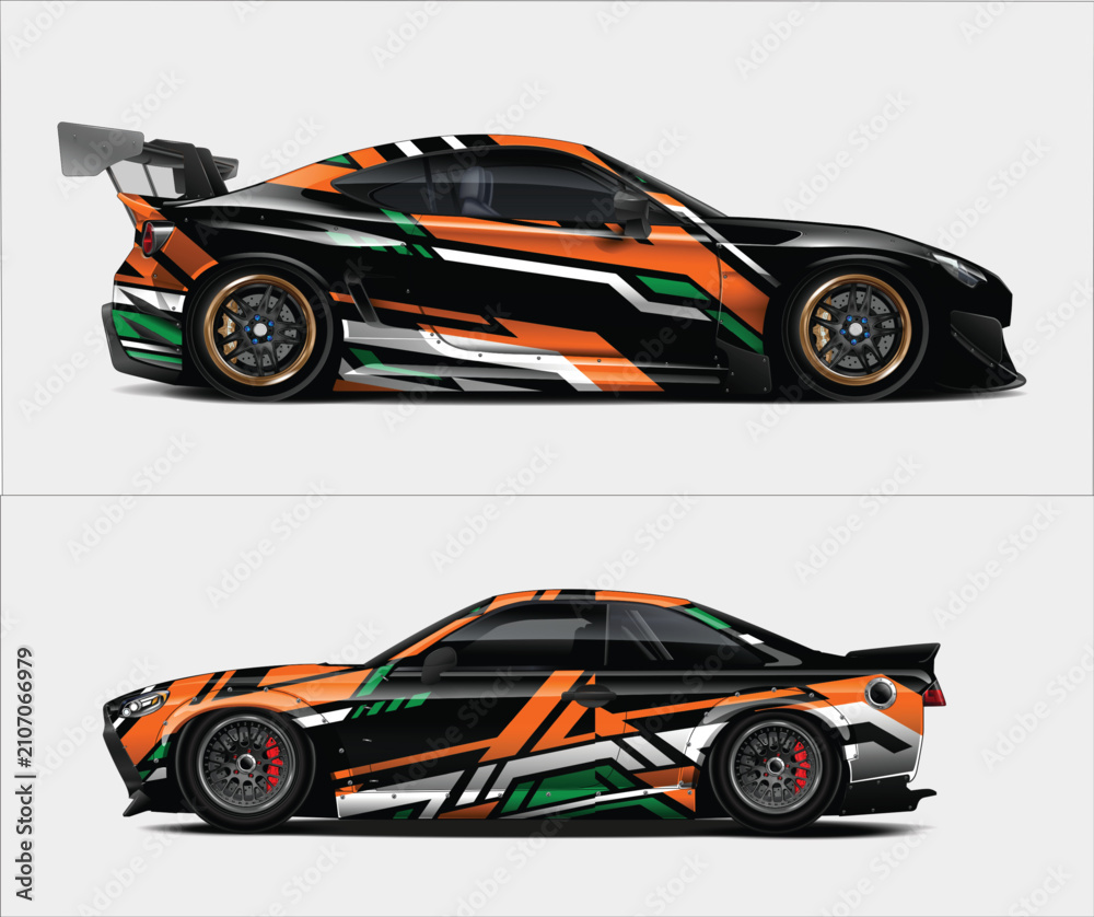 Naklejka premium Dynamic Racing Livery Design for Custom Sports Cars