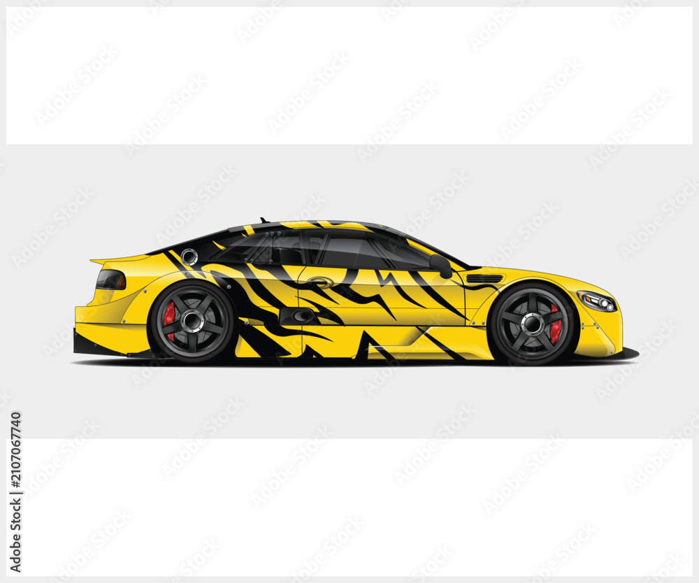 Fototapeta premium Dynamic Tiger Striped Racing Car Wrap Design