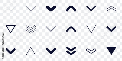 Bild auf Leinwand Down Up Arrow Icons Set UI Navigation, Scroll, Expand, Collapse Vector Pack for