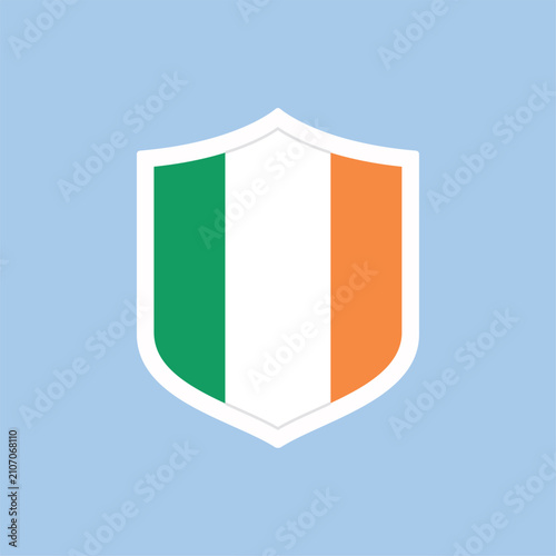 Ireland Flag Shield Badge Icon Flat National Emblem