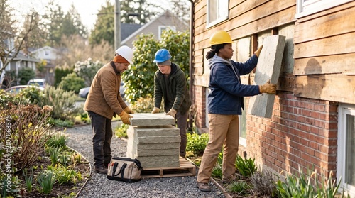 Renovation crew prepares an older home for weather resilience