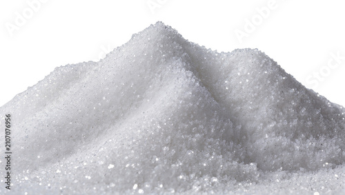 Cuadro en lienzo Isolated pile of sparkling white granulated sugar, shimmering crystalline textur