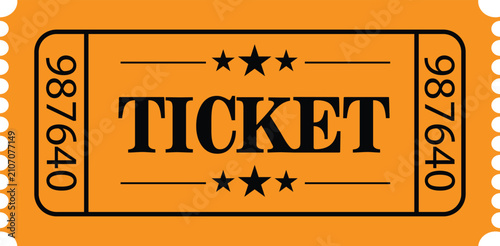 Orange Ticket with Stars and Text illustration