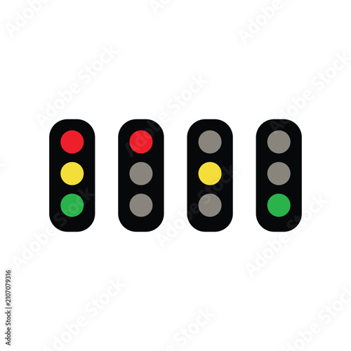 Traffic light icon set. Traffic signal signs. Street regulation system signals, road safety in the city