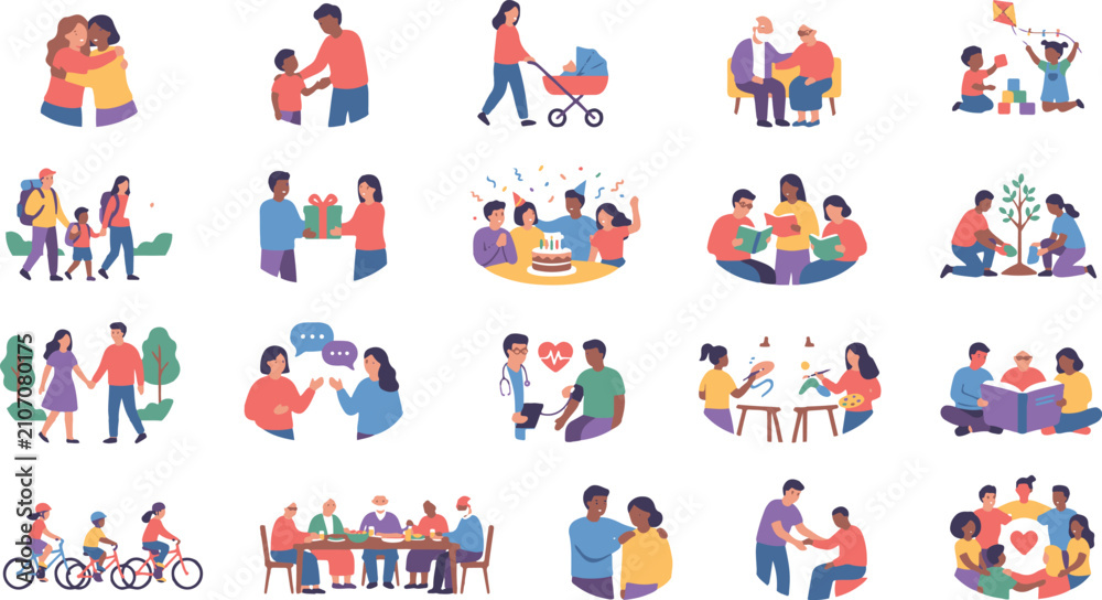 Fototapeta premium People Social Interaction Flat Character Illustration Collection