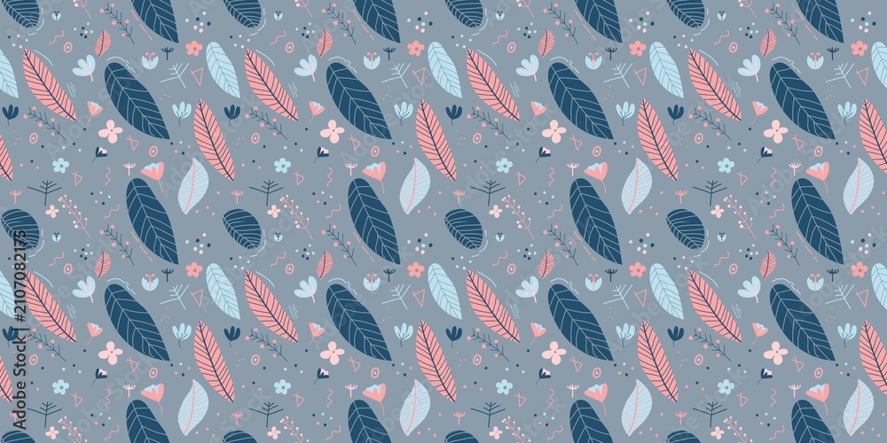 floral and fruit wallpaper and background seamless pattern design
