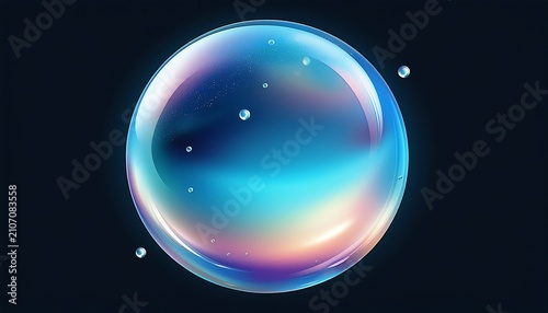 Cute Iridescent Blue Smooth Gradient Magic Sphere Or Bubble Isolated Element Transparent Background Abstract Dream Glow Orb Shape